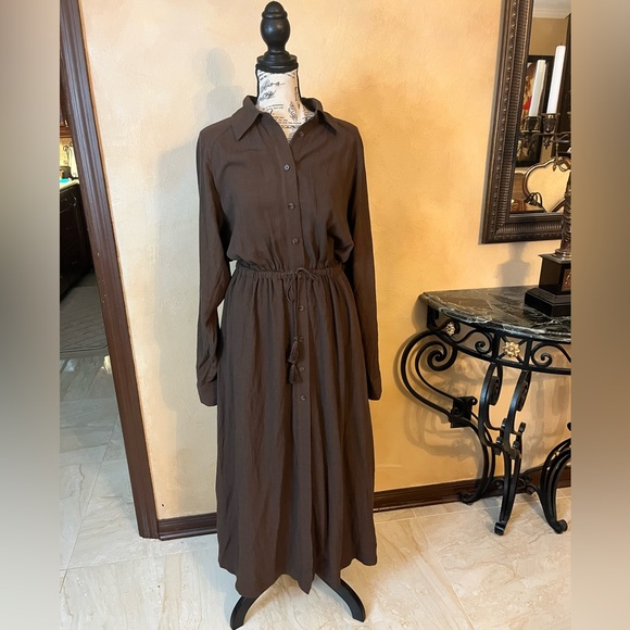NWT Banana Republic Long Sleeve “Gauze Shirt Dress” (#743525), Espresso, Small - Picture 2 of 12